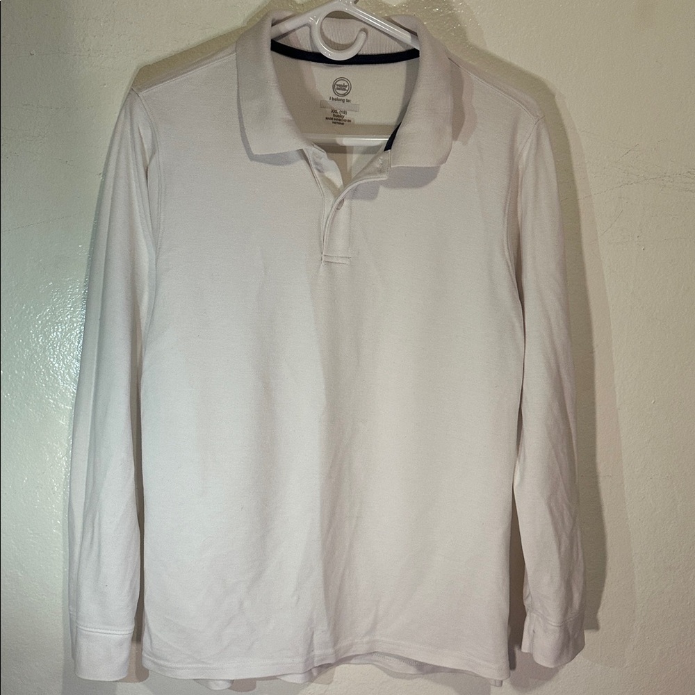 Wonder Nation Classic White Long Sleeve Polo
